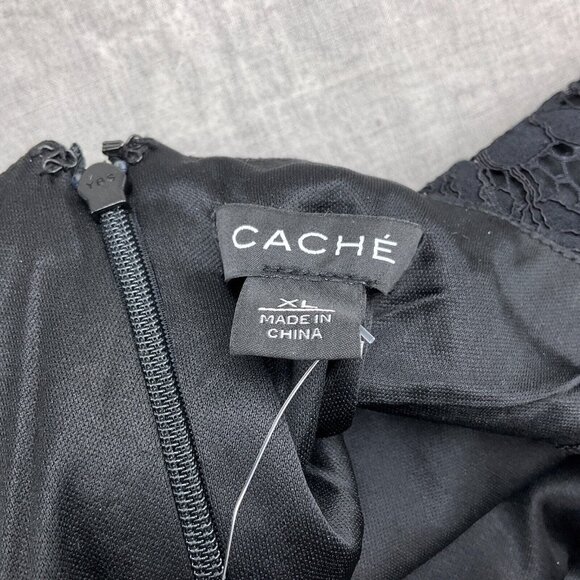 Cache‎ Dress Women XLarge Black Lace Open Back Shift Classic Party Formal Sexy - Picture 6 of 12